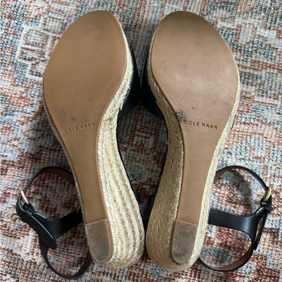 Cole Haan Black Espadrille Wedge Sandals - Picture 10 of 12